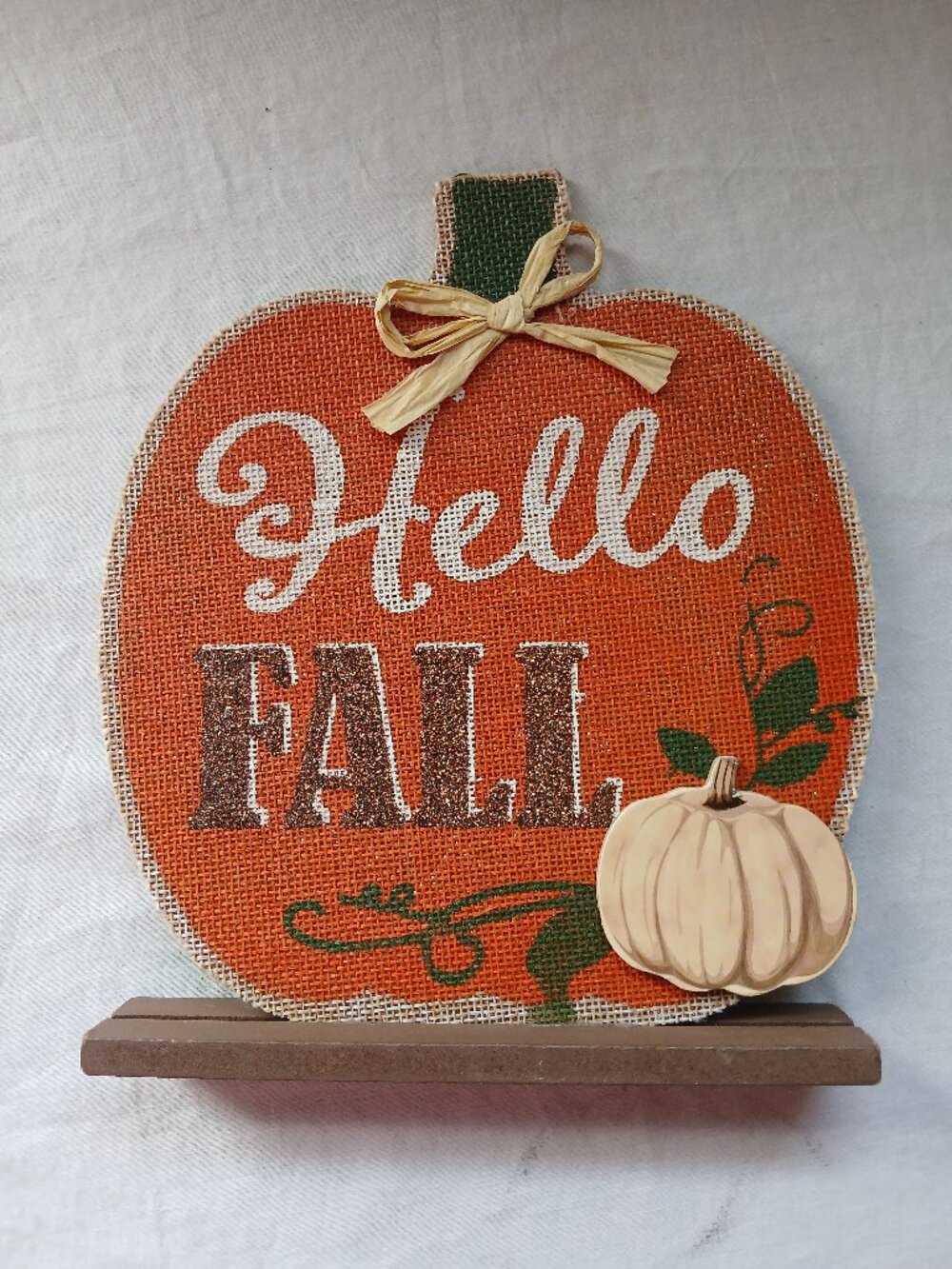 Hello Fall Pumpkin Sign Orange MDF Autumn Seasonal Decor
